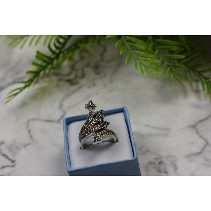 Sky Jewelry Серебряное кольцо с натуральными камнями