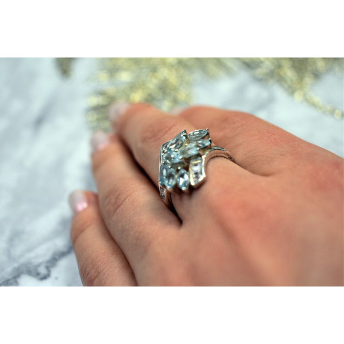 Sky Jewelry Серебряное кольцо с голубой Шпинелью