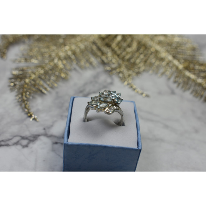 Sky Jewelry Серебряное кольцо с голубой Шпинелью