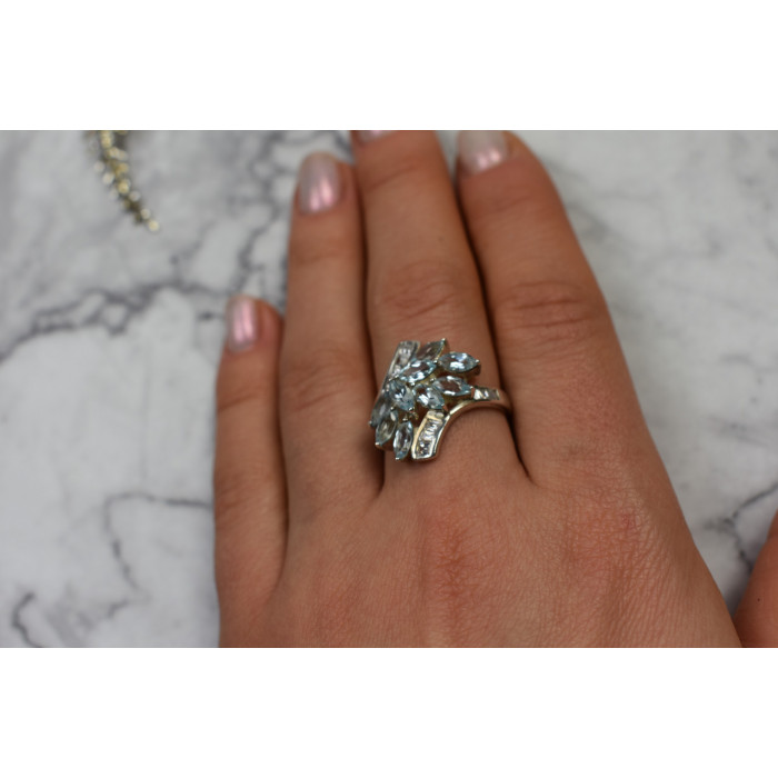 Sky Jewelry Серебряное кольцо с голубой Шпинелью