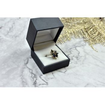 Sky Jewelry Серебряное кольцо с темно-синей Шпинелью и фианитами