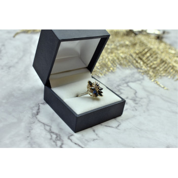 Sky Jewelry Серебряное кольцо с темно-синей Шпинелью и фианитами