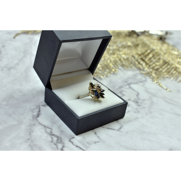 Sky Jewelry Серебряное кольцо с темно-синей Шпинелью и фианитами