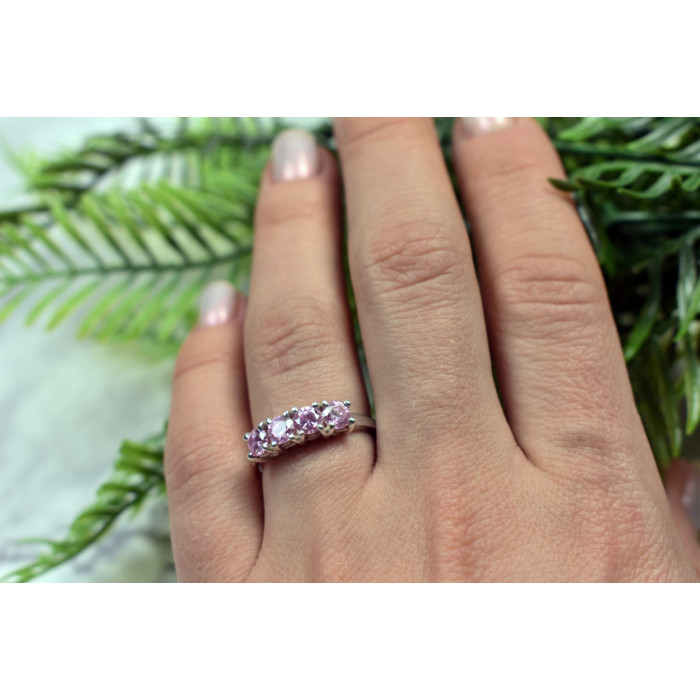 Sky Jewelry Серебряное кольцо 925 проба с розовыми фианитами