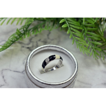 Sky Jewelry Серебряное кольцо с эмалью и фианитами