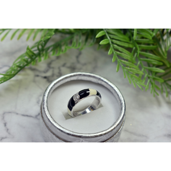 Sky Jewelry Серебряное кольцо с эмалью и фианитами