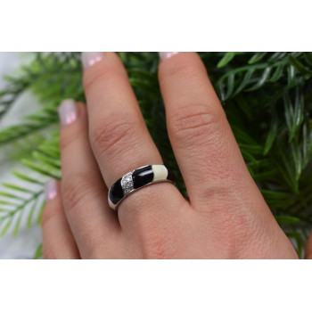 Sky Jewelry Серебряное кольцо с эмалью и фианитами