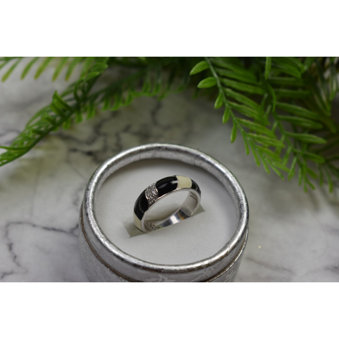 Sky Jewelry Серебряное кольцо с эмалью и фианитами