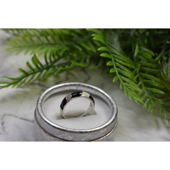 Sky Jewelry Серебряное кольцо с эмалью и фианитами