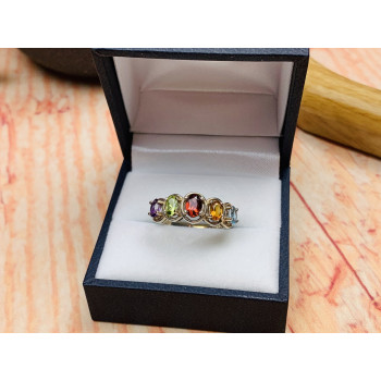 Sky Jewelry Серебряное кольцо с натуральными камнями