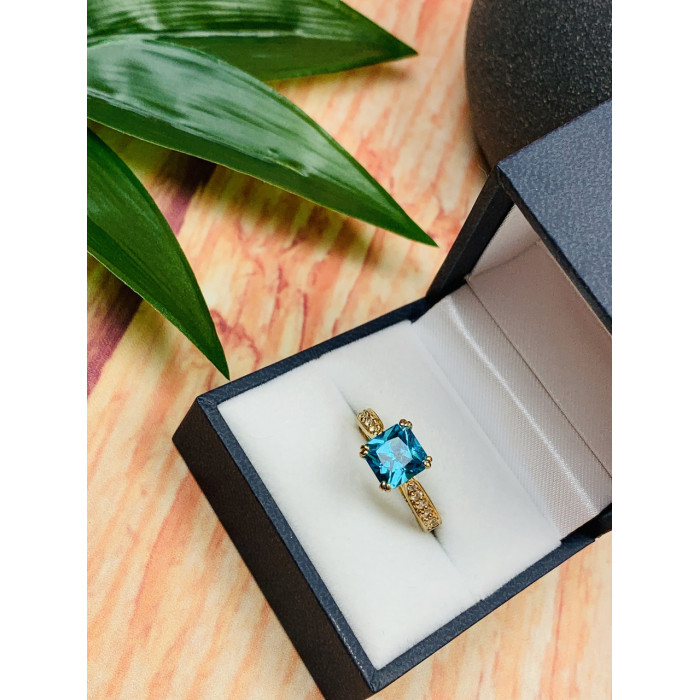 Sky Jewelry Серебряное кольцо в позолоте с Топазом