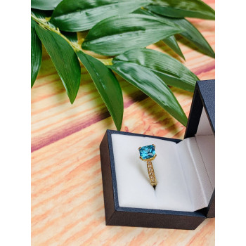 Sky Jewelry Серебряное кольцо в позолоте с Топазом