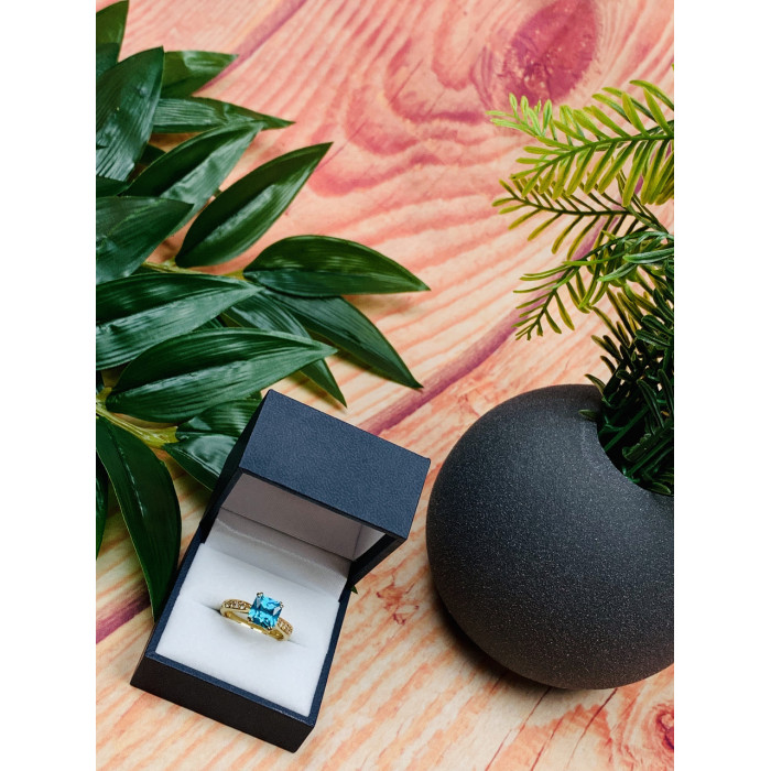 Sky Jewelry Серебряное кольцо в позолоте с Топазом