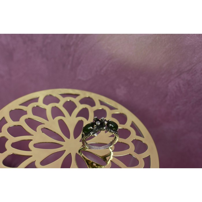Sky Jewelry Серебряное кольцо с зеленым нефритом