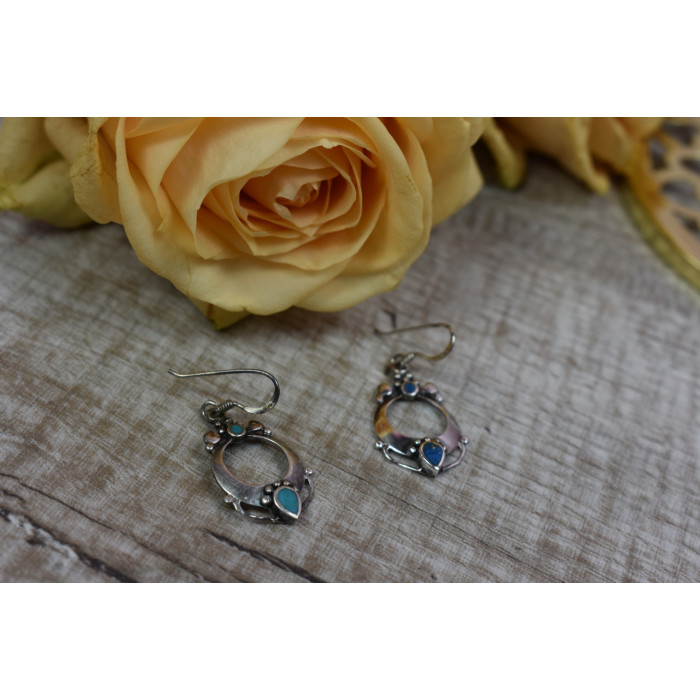 Sky Jewelry Серебряные серьги 925 проба с вставкой из Бирюзы