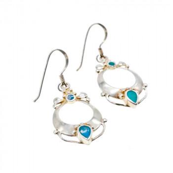 Sky Jewelry Серебряные серьги 925 проба с вставкой из Бирюзы