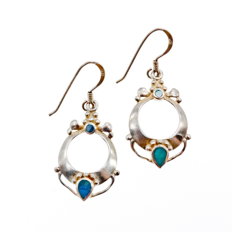 Sky Jewelry Серебряные серьги 925 проба с вставкой из Бирюзы