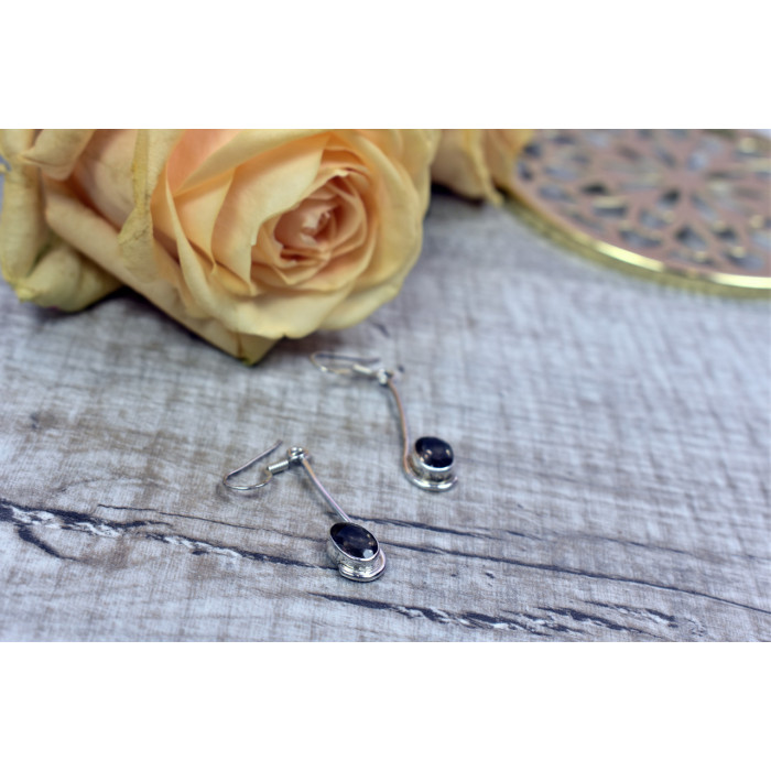 Sky Jewelry Серебряные серьги с камнем Гессонит