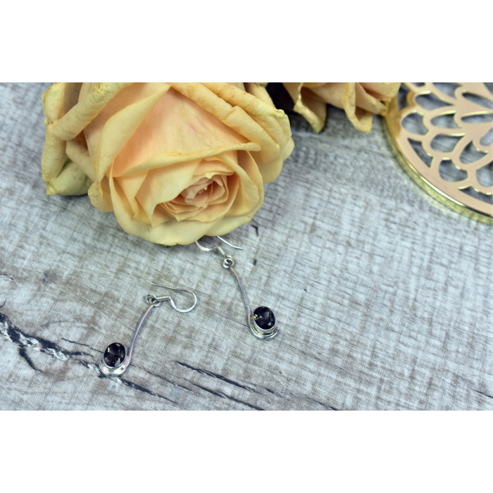 Sky Jewelry Серебряные серьги с камнем Гессонит