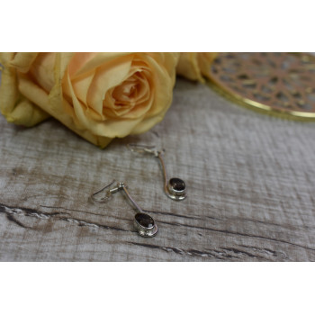 Sky Jewelry Серебряные серьги с камнем Гессонит