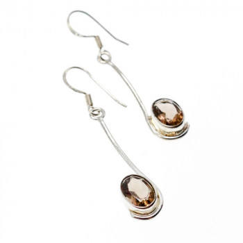 Sky Jewelry Серебряные серьги с камнем Гессонит