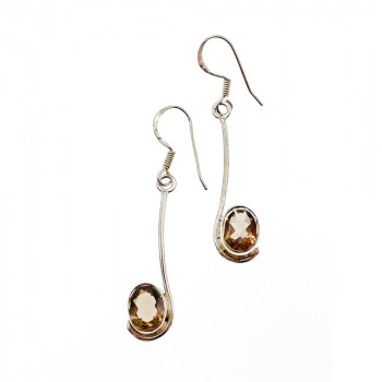 Sky Jewelry Серебряные серьги с камнем Гессонит