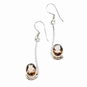 Sky Jewelry Серебряные серьги с камнем Гессонит