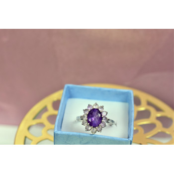Sky Jewelry Серебряное кольцо с Аметистом и Морганитом