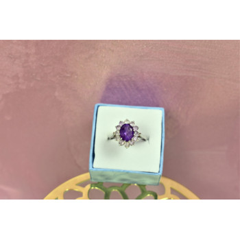 Sky Jewelry Серебряное кольцо с Аметистом и Морганитом