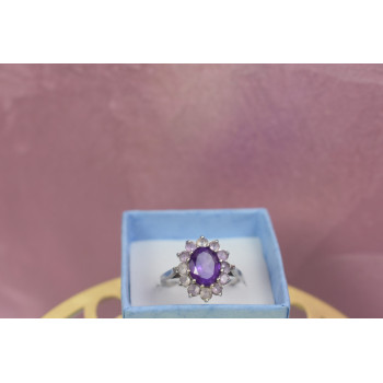 Sky Jewelry Серебряное кольцо с Аметистом и Морганитом