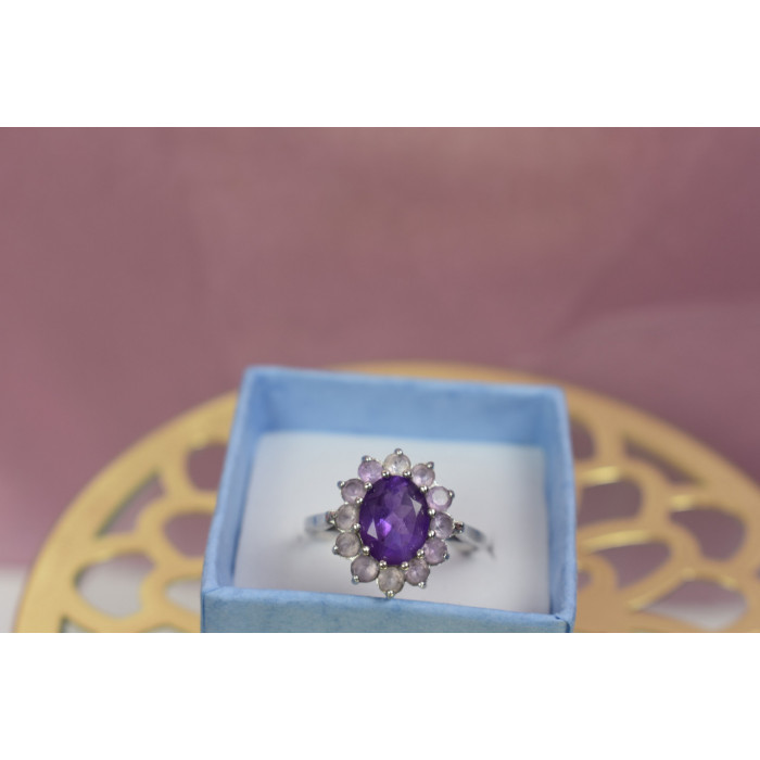 Sky Jewelry Серебряное кольцо с Аметистом и Морганитом