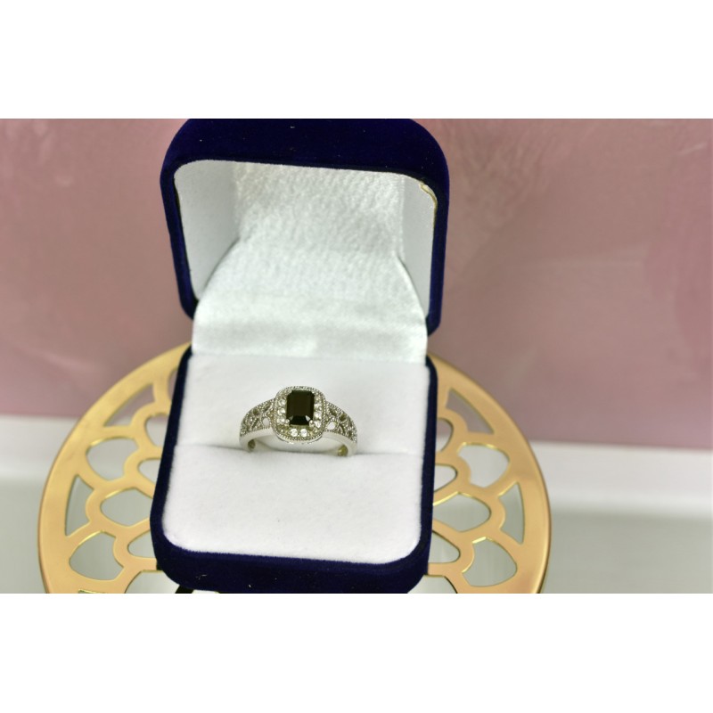 Sky Jewelry Серебряное кольцо с темно-синим турмалином