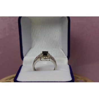 Sky Jewelry Серебряное кольцо с темно-синим турмалином