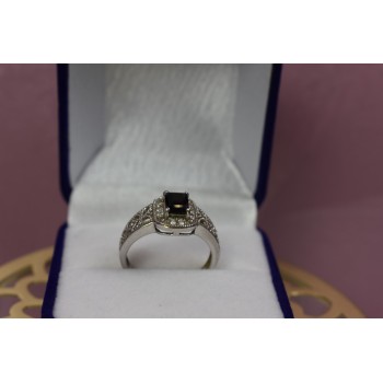 Sky Jewelry Серебряное кольцо с темно-синим турмалином