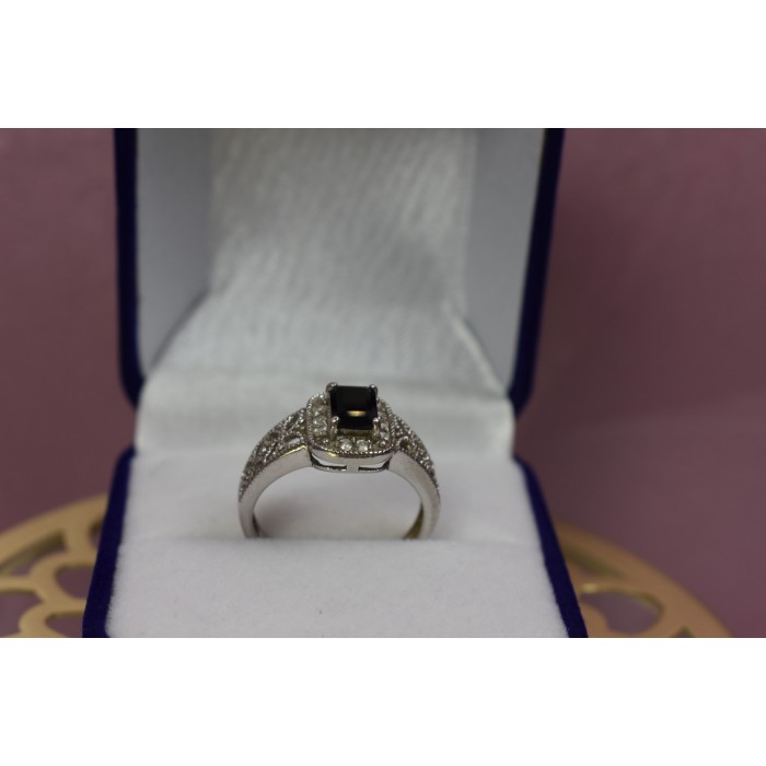 Sky Jewelry Серебряное кольцо с темно-синим турмалином