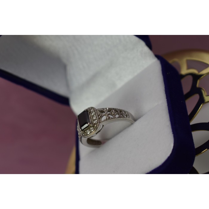 Sky Jewelry Серебряное кольцо с темно-синим турмалином