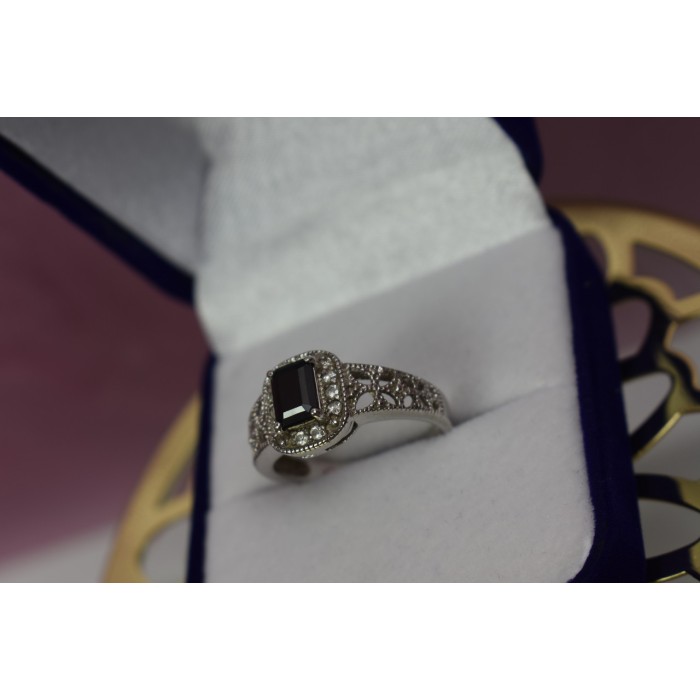 Sky Jewelry Серебряное кольцо с темно-синим турмалином