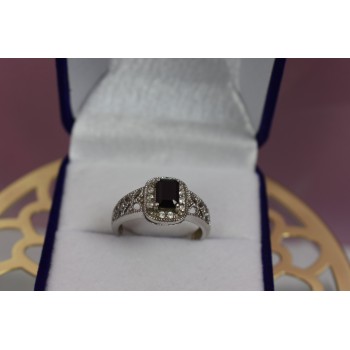 Sky Jewelry Серебряное кольцо с темно-синим турмалином