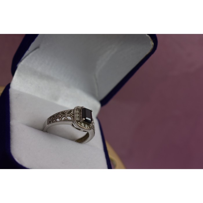 Sky Jewelry Серебряное кольцо с темно-синим турмалином