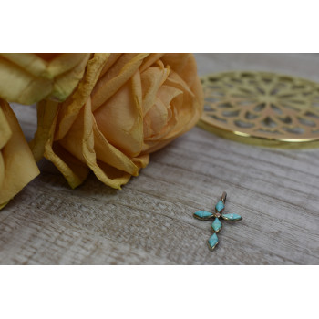 Sky Jewelry Серебряный крестик с бирюзой