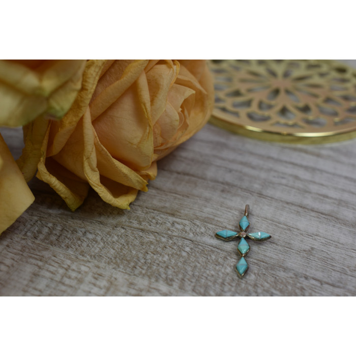 Sky Jewelry Серебряный крестик с бирюзой