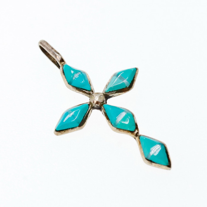 Sky Jewelry Серебряный крестик с бирюзой