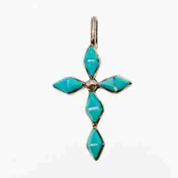 Sky Jewelry Серебряный крестик с бирюзой