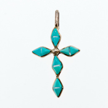 Sky Jewelry Серебряный крестик с бирюзой