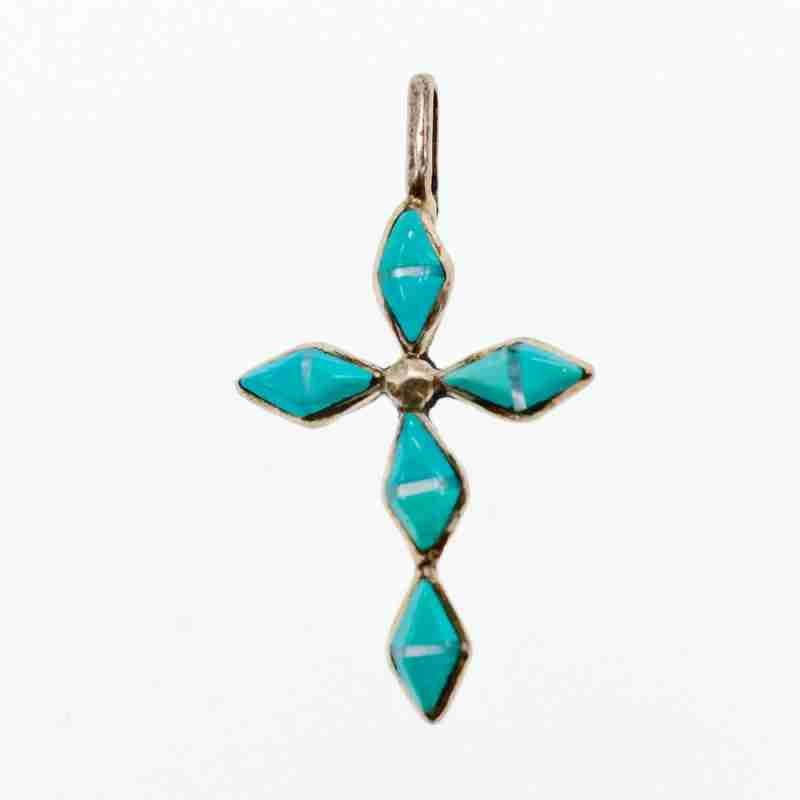 Sky Jewelry Серебряный крестик с бирюзой