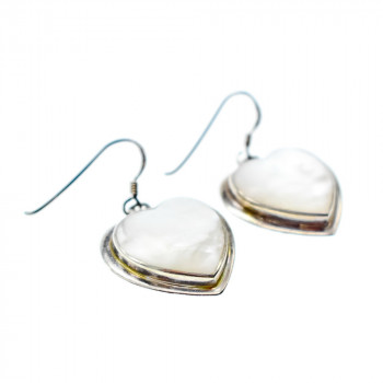 Sky Jewelry Серебряные серьги-сердца с лунным камнем