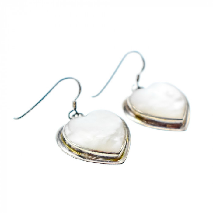 Sky Jewelry Серебряные серьги-сердца с лунным камнем