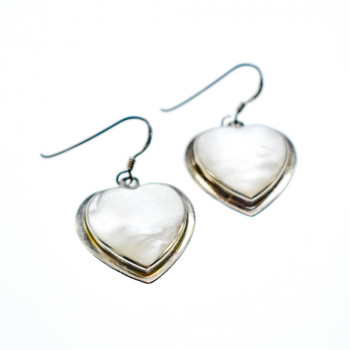 Sky Jewelry Серебряные серьги-сердца с лунным камнем