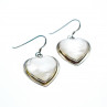 Sky Jewelry Серебряные серьги-сердца с лунным камнем