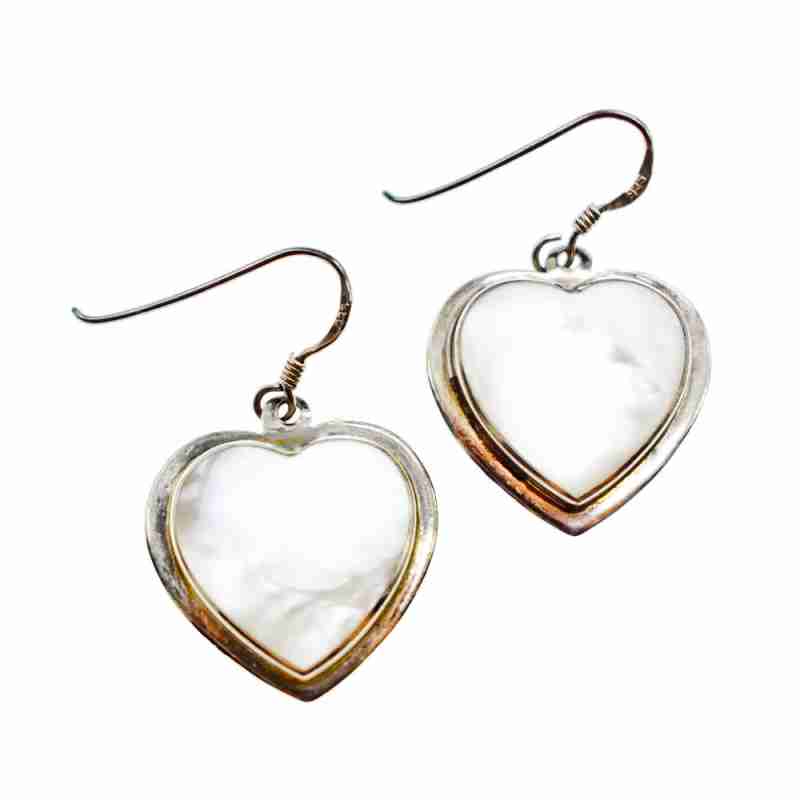 Sky Jewelry Серебряные серьги-сердца с лунным камнем